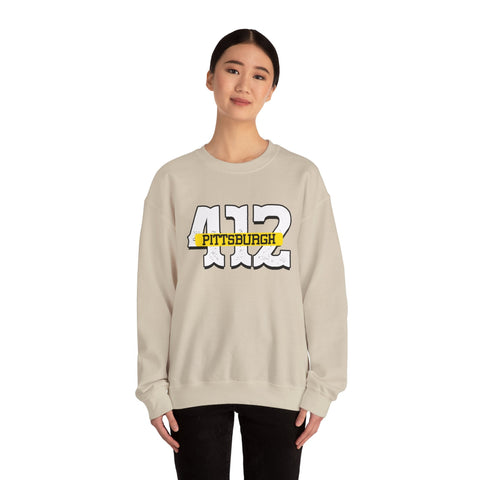 Heavy Blend Sweatshirt - 412 Pittsburgh Crewneck Unisex Cotton Polyester Blend Pullover Sweatshirt - YinzerShop