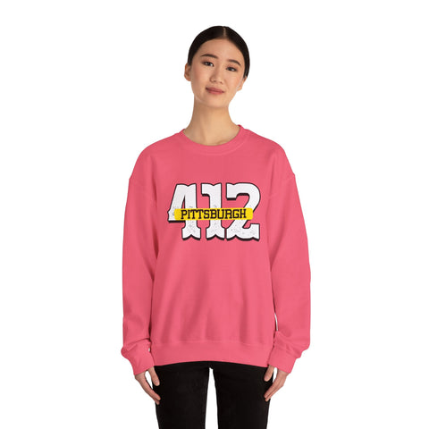 Heavy Blend Sweatshirt - 412 Pittsburgh Crewneck Unisex Cotton Polyester Blend Pullover Sweatshirt - YinzerShop