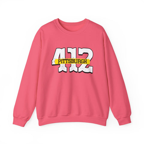 Heavy Blend Sweatshirt - 412 Pittsburgh Crewneck Unisex Cotton Polyester Blend Pullover Sweatshirt - YinzerShop