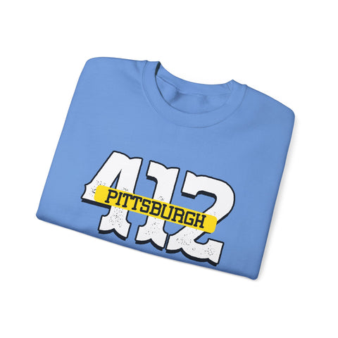 Heavy Blend Sweatshirt - 412 Pittsburgh Crewneck Unisex Cotton Polyester Blend Pullover Sweatshirt - YinzerShop