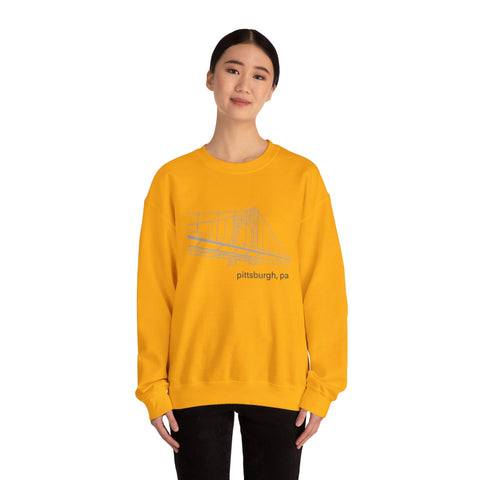 Heavy Blend Sweatshirt Clemente Bridge Crewneck | Classic Fit Unisex Cotton Polyester Blend Sweatshirt - YinzerShop