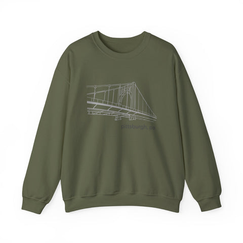 Heavy Blend Sweatshirt Clemente Bridge Crewneck | Classic Fit Unisex Cotton Polyester Blend Sweatshirt - YinzerShop