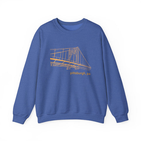 Heavy Blend Sweatshirt Clemente Bridge Crewneck | Classic Fit Unisex Cotton Polyester Blend Sweatshirt - YinzerShop