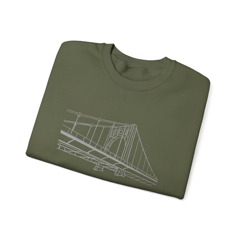 Heavy Blend Sweatshirt Clemente Bridge Crewneck | Classic Fit Unisex Cotton Polyester Blend Sweatshirt - YinzerShop