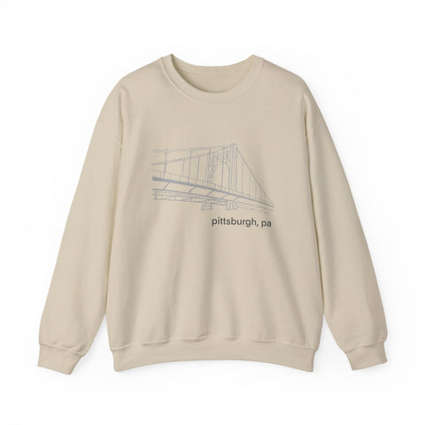 Heavy Blend Sweatshirt Clemente Bridge Crewneck | Classic Fit Unisex Cotton Polyester Blend Sweatshirt - YinzerShop