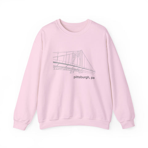 Heavy Blend Sweatshirt Clemente Bridge Crewneck | Classic Fit Unisex Cotton Polyester Blend Sweatshirt - YinzerShop