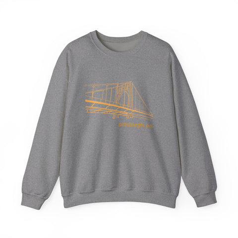 Heavy Blend Sweatshirt Clemente Bridge Crewneck | Classic Fit Unisex Cotton Polyester Blend Sweatshirt - YinzerShop