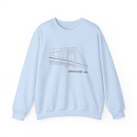Heavy Blend Sweatshirt Clemente Bridge Crewneck | Classic Fit Unisex Cotton Polyester Blend Sweatshirt - YinzerShop