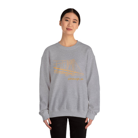 Heavy Blend Sweatshirt Clemente Bridge Crewneck | Classic Fit Unisex Cotton Polyester Blend Sweatshirt - YinzerShop