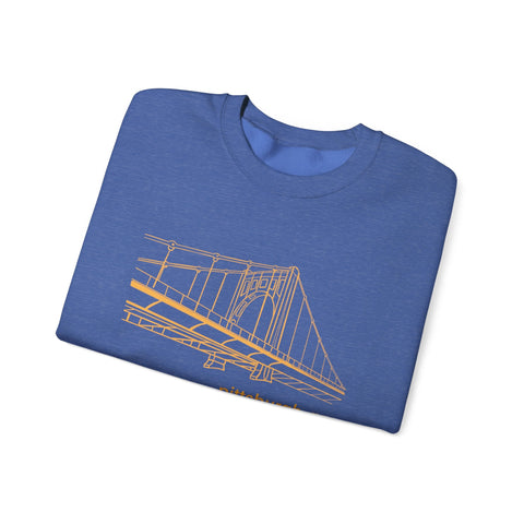 Heavy Blend Sweatshirt Clemente Bridge Crewneck | Classic Fit Unisex Cotton Polyester Blend Sweatshirt - YinzerShop