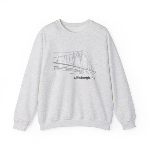 Heavy Blend Sweatshirt Clemente Bridge Crewneck | Classic Fit Unisex Cotton Polyester Blend Sweatshirt - YinzerShop