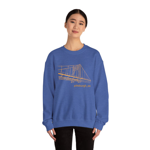 Heavy Blend Sweatshirt Clemente Bridge Crewneck | Classic Fit Unisex Cotton Polyester Blend Sweatshirt - YinzerShop