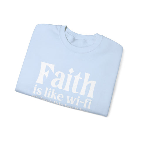 Heavy Blend Sweatshirt - Faith Wifi Crewneck Unisex Cotton Blend Pullover Sweatshirt - YinzerShop
