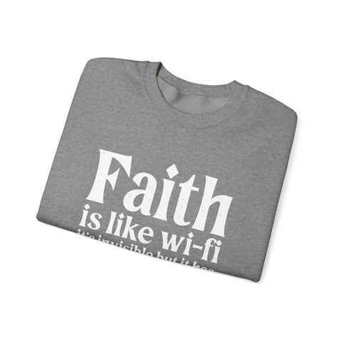Heavy Blend Sweatshirt - Faith Wifi Crewneck Unisex Cotton Blend Pullover Sweatshirt - YinzerShop
