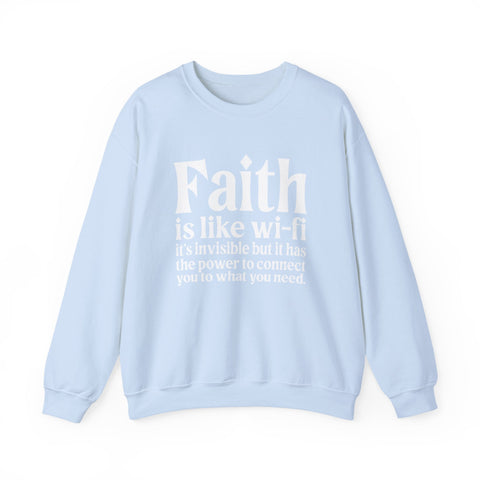 Heavy Blend Sweatshirt - Faith Wifi Crewneck Unisex Cotton Blend Pullover Sweatshirt - YinzerShop