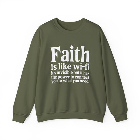 Heavy Blend Sweatshirt - Faith Wifi Crewneck Unisex Cotton Blend Pullover Sweatshirt - YinzerShop