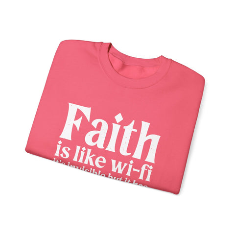 Heavy Blend Sweatshirt - Faith Wifi Crewneck Unisex Cotton Blend Pullover Sweatshirt - YinzerShop