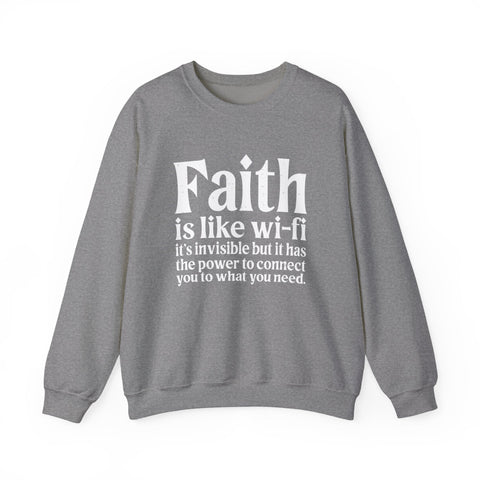 Heavy Blend Sweatshirt - Faith Wifi Crewneck Unisex Cotton Blend Pullover Sweatshirt - YinzerShop