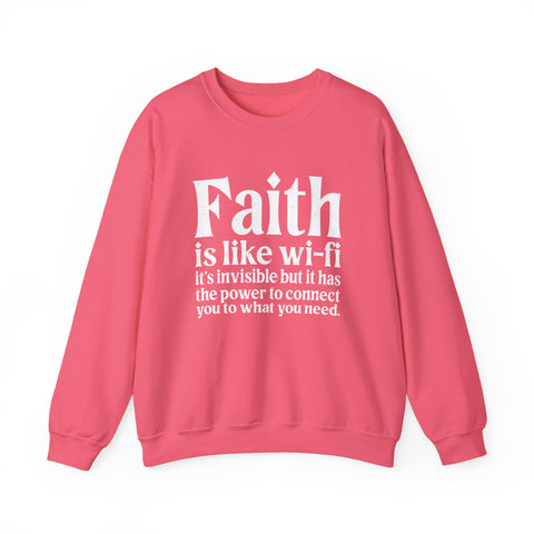 Heavy Blend Sweatshirt - Faith Wifi Crewneck Unisex Cotton Blend Pullover Sweatshirt - YinzerShop