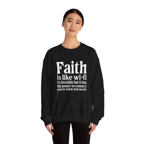Heavy Blend Sweatshirt - Faith Wifi Crewneck Unisex Cotton Blend Pullover Sweatshirt - YinzerShop