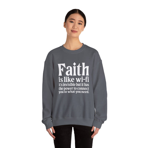 Heavy Blend Sweatshirt - Faith Wifi Crewneck Unisex Cotton Blend Pullover Sweatshirt - YinzerShop