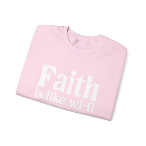Heavy Blend Sweatshirt - Faith Wifi Crewneck Unisex Cotton Blend Pullover Sweatshirt - YinzerShop