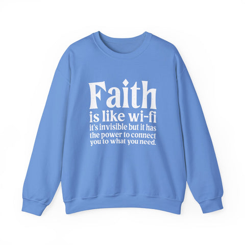 Heavy Blend Sweatshirt - Faith Wifi Crewneck Unisex Cotton Blend Pullover Sweatshirt - YinzerShop