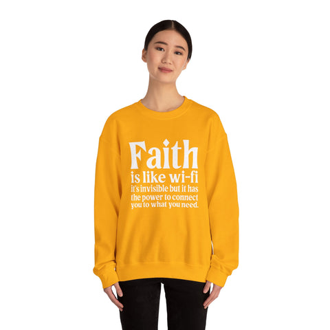 Heavy Blend Sweatshirt - Faith Wifi Crewneck Unisex Cotton Blend Pullover Sweatshirt - YinzerShop