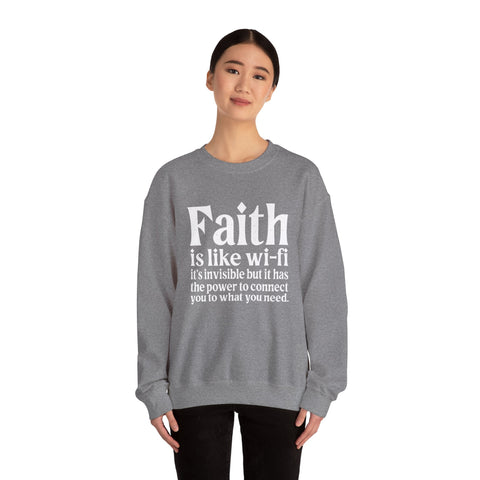 Heavy Blend Sweatshirt - Faith Wifi Crewneck Unisex Cotton Blend Pullover Sweatshirt - YinzerShop