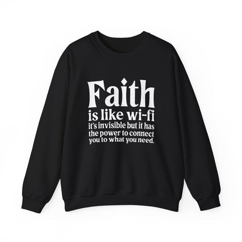 Heavy Blend Sweatshirt - Faith Wifi Crewneck Unisex Cotton Blend Pullover Sweatshirt - YinzerShop