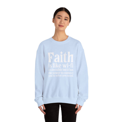 Heavy Blend Sweatshirt - Faith Wifi Crewneck Unisex Cotton Blend Pullover Sweatshirt - YinzerShop