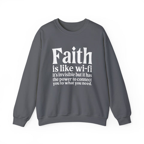 Heavy Blend Sweatshirt - Faith Wifi Crewneck Unisex Cotton Blend Pullover Sweatshirt - YinzerShop