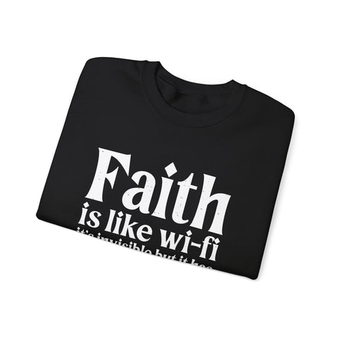 Heavy Blend Sweatshirt - Faith Wifi Crewneck Unisex Cotton Blend Pullover Sweatshirt - YinzerShop
