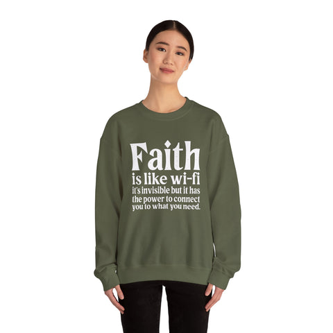 Heavy Blend Sweatshirt - Faith Wifi Crewneck Unisex Cotton Blend Pullover Sweatshirt - YinzerShop