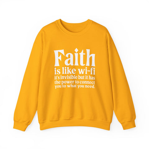 Heavy Blend Sweatshirt - Faith Wifi Crewneck Unisex Cotton Blend Pullover Sweatshirt - YinzerShop