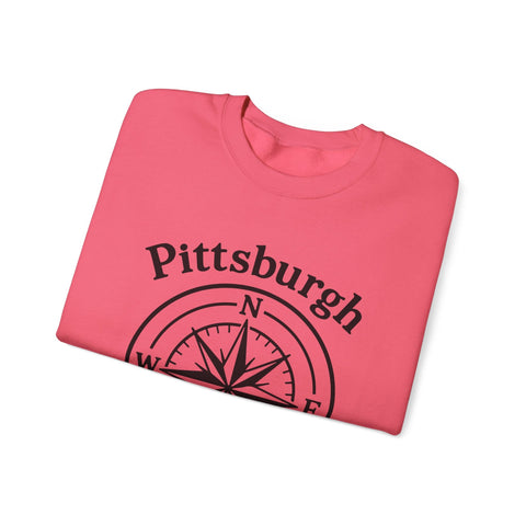 Heavy Blend Sweatshirt - Pittsburgh Compass Embroidered Crewneck Classic Fit Sweatshirt - YinzerShop