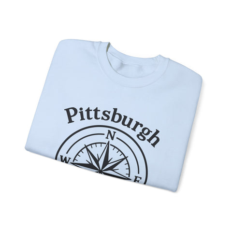 Heavy Blend Sweatshirt - Pittsburgh Compass Embroidered Crewneck Classic Fit Sweatshirt - YinzerShop