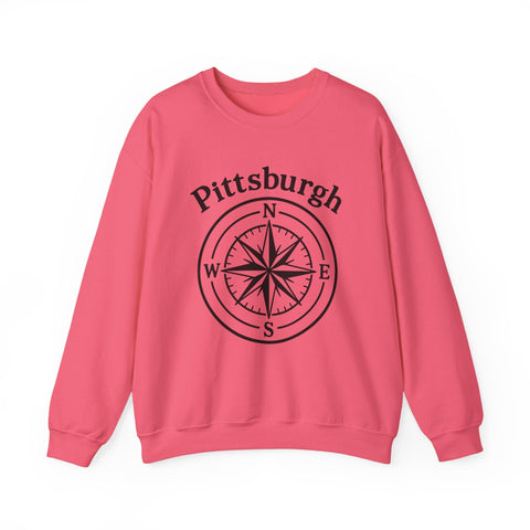 Heavy Blend Sweatshirt - Pittsburgh Compass Embroidered Crewneck Classic Fit Sweatshirt - YinzerShop