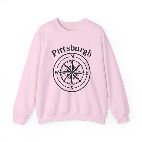 Heavy Blend Sweatshirt - Pittsburgh Compass Embroidered Crewneck Classic Fit Sweatshirt - YinzerShop