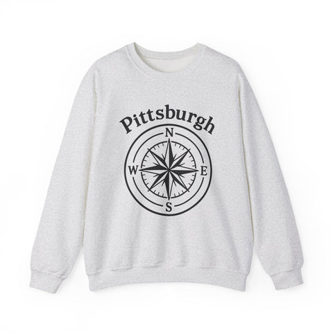 Heavy Blend Sweatshirt - Pittsburgh Compass Embroidered Crewneck Classic Fit Sweatshirt - YinzerShop