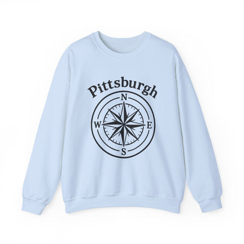 Heavy Blend Sweatshirt - Pittsburgh Compass Embroidered Crewneck Classic Fit Sweatshirt - YinzerShop