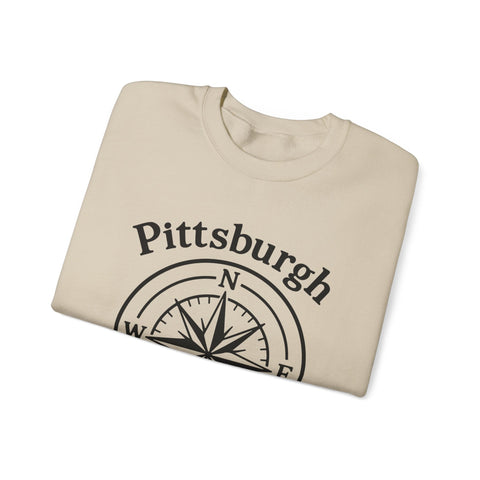 Heavy Blend Sweatshirt - Pittsburgh Compass Embroidered Crewneck Classic Fit Sweatshirt - YinzerShop