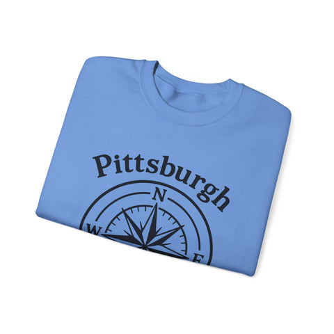 Heavy Blend Sweatshirt - Pittsburgh Compass Embroidered Crewneck Classic Fit Sweatshirt - YinzerShop