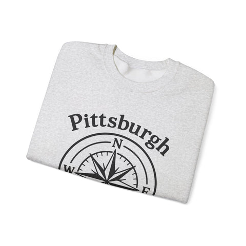 Heavy Blend Sweatshirt - Pittsburgh Compass Embroidered Crewneck Classic Fit Sweatshirt - YinzerShop