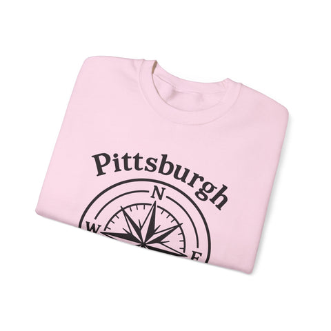 Heavy Blend Sweatshirt - Pittsburgh Compass Embroidered Crewneck Classic Fit Sweatshirt - YinzerShop