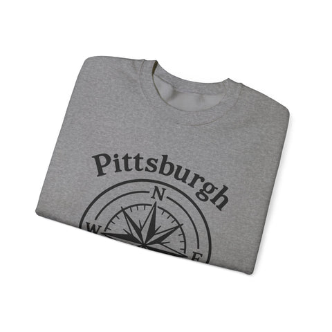 Heavy Blend Sweatshirt - Pittsburgh Compass Embroidered Crewneck Classic Fit Sweatshirt - YinzerShop