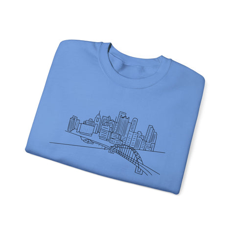 Heavy Blend Sweatshirt - Pittsburgh Skyline Crewneck | Classic Fit Cotton Polyester Sweatshirt - YinzerShop