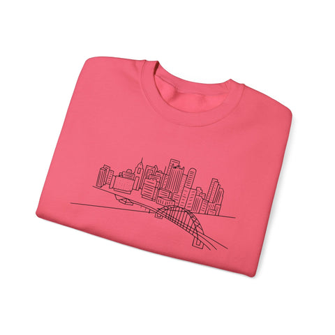 Heavy Blend Sweatshirt - Pittsburgh Skyline Crewneck | Classic Fit Cotton Polyester Sweatshirt - YinzerShop