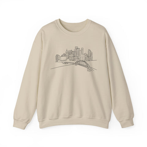 Heavy Blend Sweatshirt - Pittsburgh Skyline Crewneck | Classic Fit Cotton Polyester Sweatshirt - YinzerShop