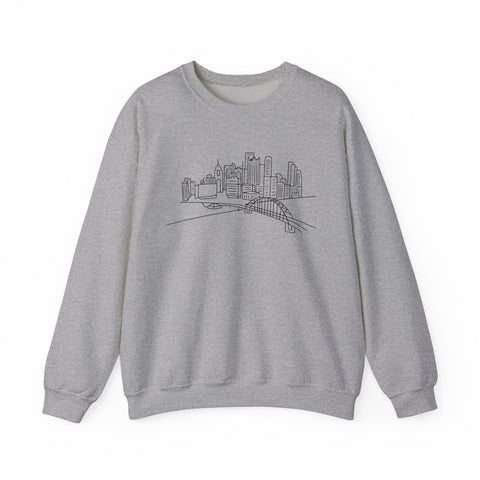 Heavy Blend Sweatshirt - Pittsburgh Skyline Crewneck | Classic Fit Cotton Polyester Sweatshirt - YinzerShop